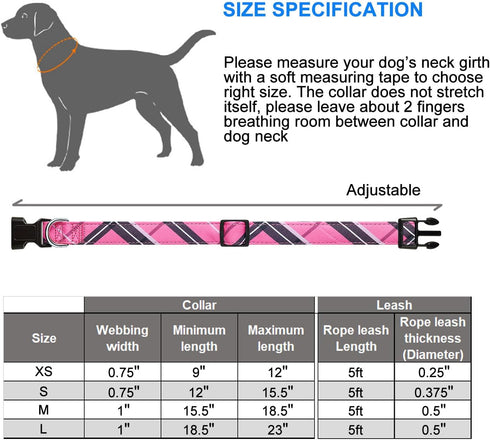 Nylon Dog Collar Soft Neoprene Padded Adjustable Dog Collars for Small Medium Large Dogs (S Neck 12"-15.5", Pink)...