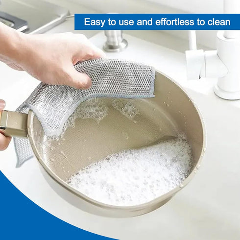 Multipurpose Wire Miracle Cleaning Cloths, Wire Dishwashing Rag, for Wet and Dry, Wire Cleaning Cloth, for Kitchen, Dishes, Sinks, Pots (6PCS - Si...