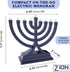 Zion Judaica Mini LED Hanukkah Menorah Battery or USB Operated - Multiple Light Settings On The Go Hanukkiah for Chanukah Decorations (Blue)...