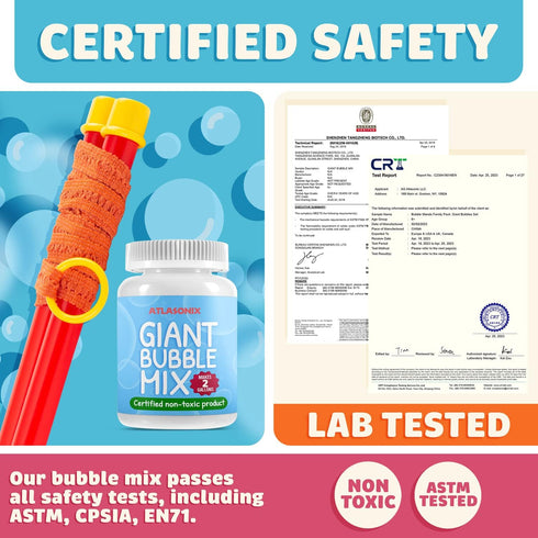 4 PACK PARTY BOX Giant Bubble Wands INCLUDING 2 Gallons of Huge Bubble Solution Mix Refill for Huge Bubble Maker Liquid Big BubblesPARTY Outdoor S...