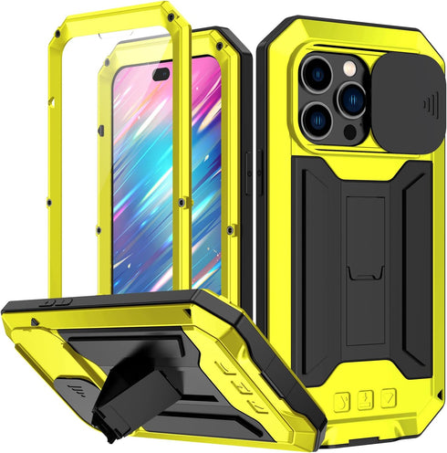 iPhone 14 Pro Max 5G Case,Outdoor Aluminum Metal Gorilla Glass Shockproof Military Heavy Duty Sturdy Protector Cover Hard Case for iPhone 14 Pro M...