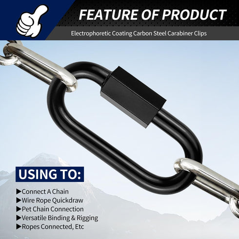 1.46" Chain Quick Links, 10 Pcs 1/8" Marine Grade Screw Chain Links, Large Opening Chain Connector Chain Coupler, 175 Lbs Capacity...