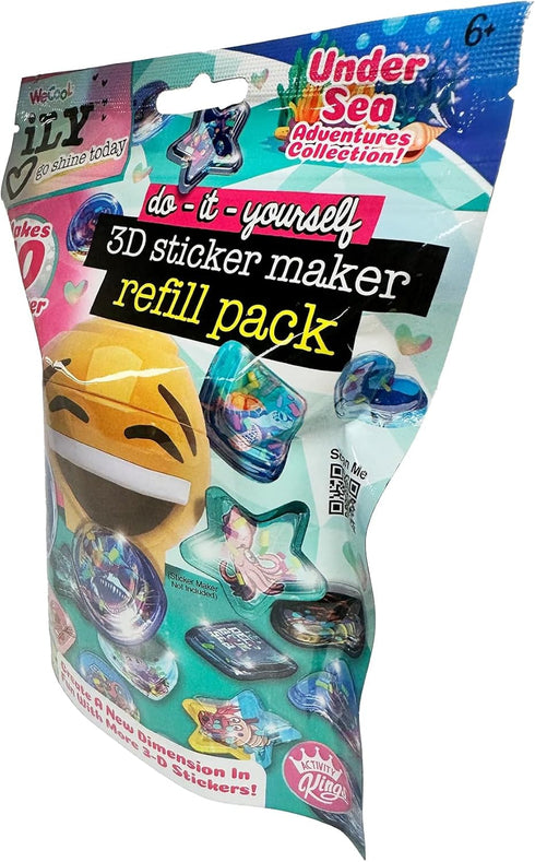 3D Sticker Maker Kit for Girls and Boys, DIY Arts and Crafts Fun for Ages 6+, Creative Toy Gift Set Includes 50+ Custom Refills- Safari Party Pack...