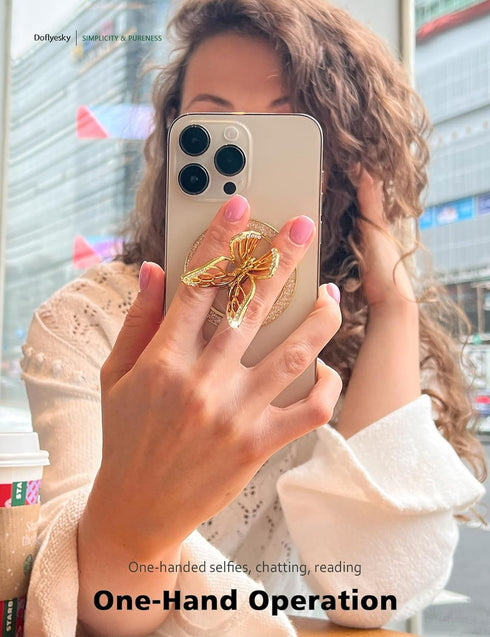 2024 Upgrade Magnetic Phone Grip Compatible with MagSafe, Butterfly Phone Grip Holder Finger Kickstand for MagSafe, Adapter Ring for MagSafe Inclu...