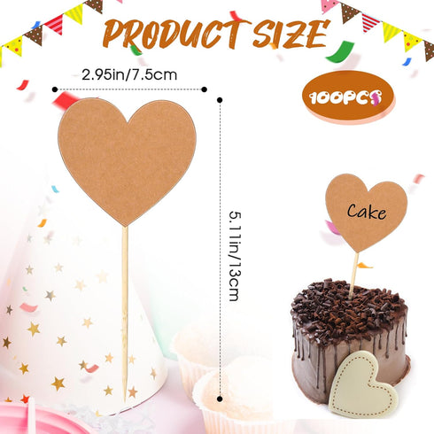100 Pcs Charcuterie Board Cheese Labels Party Buffet Labels Appetizer Sign Blank Food Toothpick Flags Love Heart Cheese Markers Cupcake Toppers Pi...