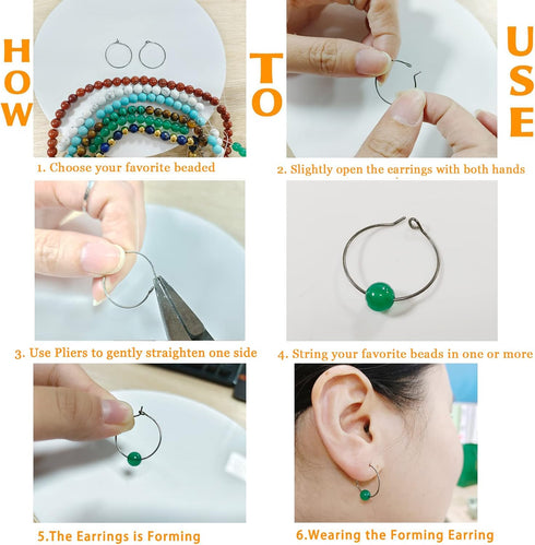 6pcs 20G Small Pure Titanium Earring Hoops DIY Beaded Earrings Findings Components for Jewelry Making 20mm, Hypoallergenic Beading Hoop Earring Ma...