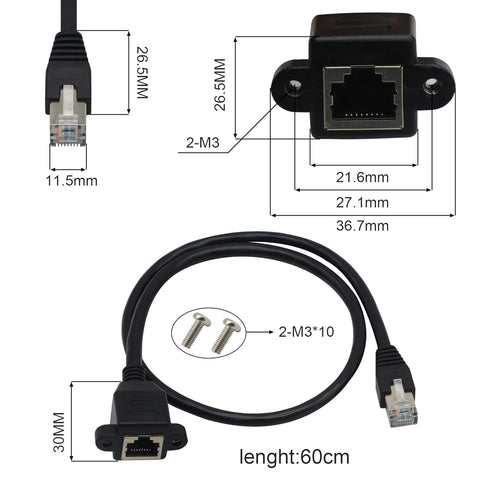 GINTOOYUN Panel Mount RJ45,RJ45 Male to Female Screw Panel Mount CAT6/5e/5 Shielded Network LAN Extender Cord Connector (LINE)...