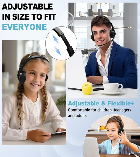 Wired headset with Microphone for computer PC Laptop, 3.5mm Jack Headset with Clear Chat Mic for office-Black (1 Pack)...