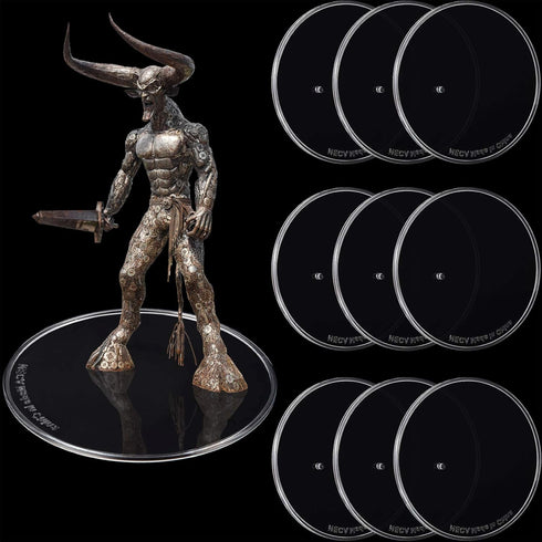 Outus 10 Pieces Plastic Action Figure Display Stands Round Figure Stand Miniature Bases for 6 - 8 Inches Figures (White)...