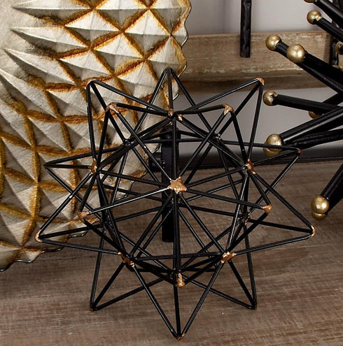 Deco 79 Metal Geometric Decorative Sculpture Home Decor Statue with Gold Accents, Accent Figurine 7" x 7" x 7", Black...