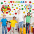 94Pcs Apple Bulletin Board Decoration Set Motivational Fruit Cut-Outs Welcome What A Great Bunch Red Truck Cut Out Apple Honeycomb Balls Border Tr...
