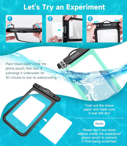 2 Pack Universal Waterproof Phone Pouch Up to 8.3"- IPX8 Cellphone Dry Case Compatible for iPhone 14 13 12 11 Pro Max SE XS Plus Samsung Galaxy A1...