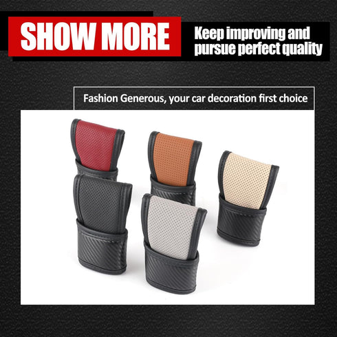 1 PC Car Shift Knob Cover, Perforated Breathable Sweat-Absorbent Leather Shift Lever Anti-Scratch Protective Cover, Side Opening Design for All Se...