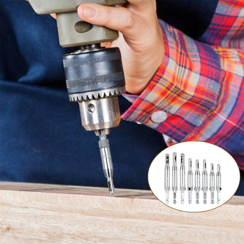AFUNTA 8 pcs Center Drill Bit Sets with Automatic Center Punch, Self Centering Hinge Tapper Core Hole Puncher Woodworking Tools for Cabinet Door 5...