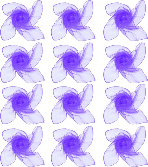12pcs Square Juggling Silk Dance Scarves Magic Tricks Performance Props Accessories Movement Scarves Rhythm Band Scarf (Purple)...