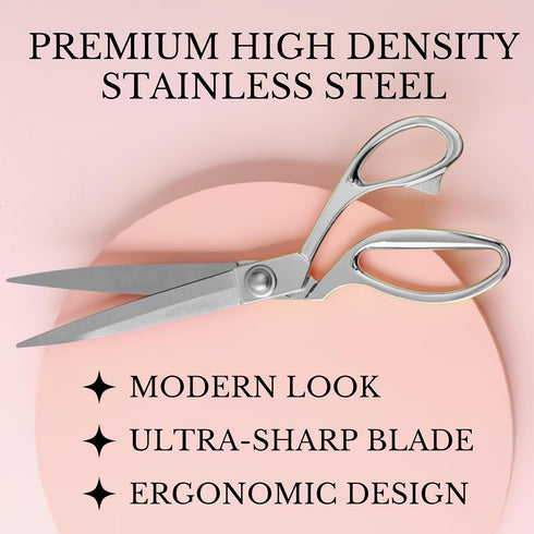 10.5" Stainless Steel Scissors Silver – Professional Heavy Duty Sharp Scissors 10.5" Scissors All Purpose Large Fabric Scissors Professional Sciss...