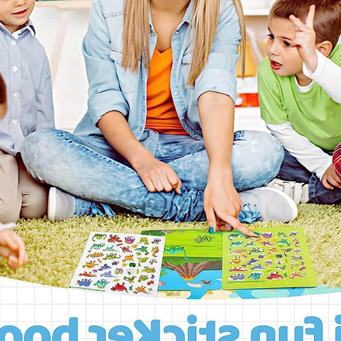 Reusable Sticker Books for Kids, Travel Removable Toddler Dinosaur Sticker Books for 3 4 5 Year Old Girls Boys Birthday Gifts Educational Learning...