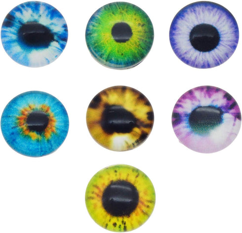 JJG 20PCS 30mm Dragon Eyes Round Glass Cabochon Flatback Jewelry Findings Animals Eyes Doll Eye Dome Cameo Pendant Settings In Pairs...