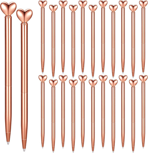 Thenshop 24 Pcs Heart Shaped Pens Retractable Metal Cute Pens 1.0 mm Black Ink Ballpoint Decorative Pens Engagement Gifts for Women School Office ...