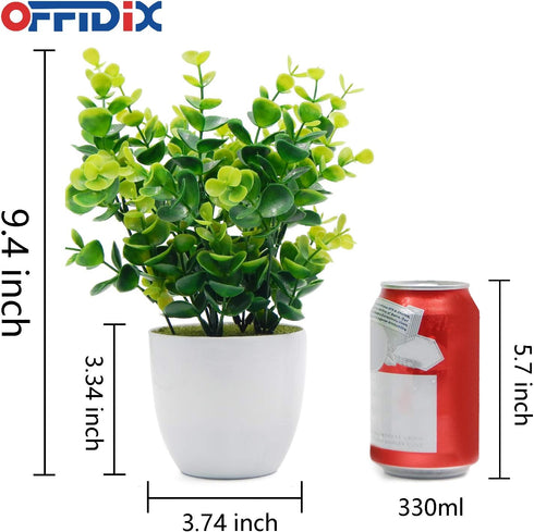 OFFIDIX Mini Artificial Eucalyptus Plants with Vase for Office Desk,Fake Plant with Plastic Pots for Home,Shower Room Decoration (Green)...