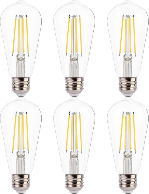 FLSNT 7W LED Edison Bulbs, 60W Equivalent, 90+ High CRI, 4000K Cool White, ST19 LED Light Bulbs, 800LM, E26 Base, Dimmable, 6 Pack...