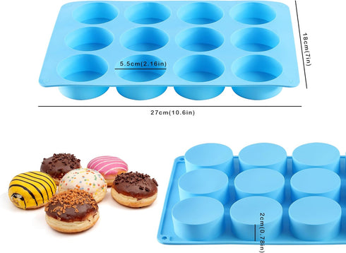 2PCS Silicone Oreo Molds, LCCOWOT 12 Cavity Cookie Chocolate Round Silicone Mold, Baking Mold for Chocolate, Oreo, Cookie, Cany, Mini Cake, Dishwa...