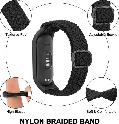 2 Pack Nylon Bands for Xiaomi Mi Band 7/6/5/4/3 Bands, Soft Braided Nylon Solo Sport Replacement Straps for Xiaomi Mi Band 7/6/5/4/3 Fitness Track...