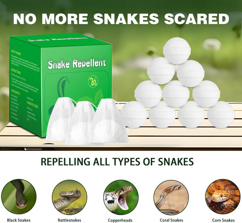 12 Packs Powerful Snake Repellent for Yard, Natural Repellent Balls for Snake Outdoor Camping Fishing, Snake Away Repellent to Keep Snakes Rats Aw...