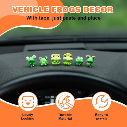 Frogs Car Dash Decoration Rear View Mirror Ornament, 6PCS Funny Dashboard Decoration Cute Car Accessories...