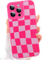 ZIYE for iPhone 14 Pro Max Case Hot Pink Grids Plaid Checkerboard Pattern Phone Case with Camera Protection,Soft TPU Silicone Rubber Protective Co...