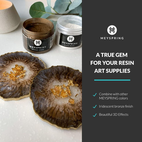 MEYSPRING Bronze Stone Epoxy Resin Color Pigment - 50g - Mica Powder for Epoxy...