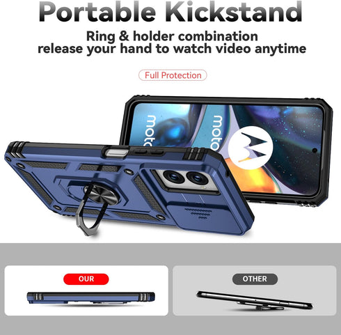 for Motorola Moto G Power 5G 2024 Case with Camera Lens Cover HD Screen Protector, Dual Layer Military-Grade Drop Tested Magnetic Ring Holder Kick...