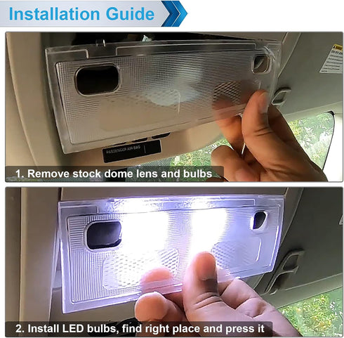 Interior Map Dome Light Cover Clear Lens Overhead Console with White LED Bulbs Compatible with 2007-2013 Chevy Silverado GMC Sierra Suburban Avala...