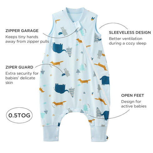 Duomiaomiao 0.5 TOG Toddler Sleep Sack 24-36 Months 100% Cotton Lightweight Baby Sleep Sack with Feet, Breathable Comfy Toddler Wearable Blanket...