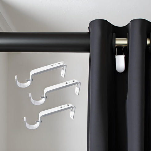 Curtain Rod Brackets Heavy Duty Drapery Hardware Adjustable Rod Holders for 7/8 or 1 Inch Rods, Set of 3 (White, fits rods up to 1 inch)...