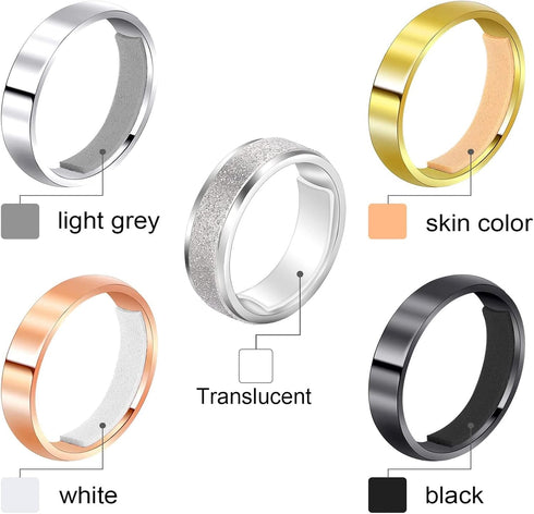 Chuangdi 8 Sheet/ 152 Pcs Ring Size Adjuster for Loose Ring Invisible Band Sizer Spacer with Polishing Cloth for Women Men, 1mm, 1.5mm Thick(Black...