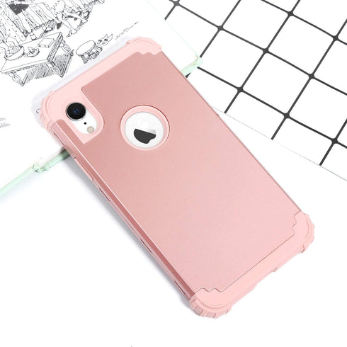IDweel for iPhone XR Case with Tempered Glass Screen Protector for Women, 3 in 1 Shockproof Slim Hybrid Heavy Duty Hard PC Cover Soft Silicone Bum...