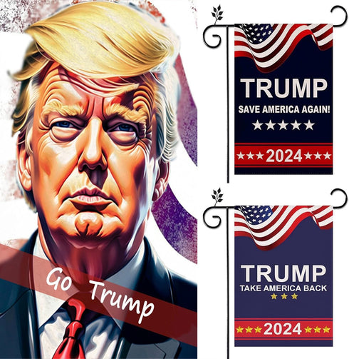 Trump 2024 Garden Flags for Outside,2pcs Trump 2024 Flags,Trump 2024 Yard Sign,Support Trump 2024 Flag,Save USA Again Flags Outdoor Flags 12 * 18 ...