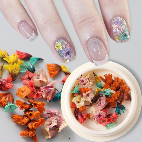 2 Boxes Dried Flower Nail Art Stickers Set Colorful Floral Nail Decals Spring Dry Flower Nail Stickers 3D Real Dried Flowers Nail Designs Stickers...
