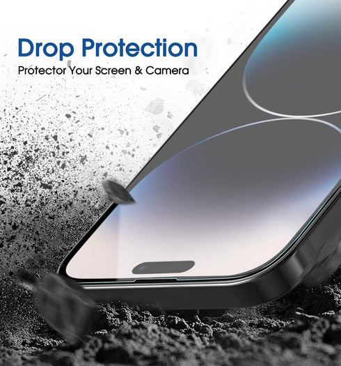 amFilm Screen Protector OneTouch Compatible with iPhone 14 Pro Max 6.7", Dynamic Island Compatible- with Easy Installation Kit, Full Coverage Case...