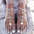Yokawe Boho Layered Ankle Bracelets Silver Coin Anklet Chain Tassel Summer Beach Barefoot Sandals Foot Jewelry for Women and Teen Girls (2PCS)...