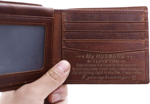 Personalized Mens Wallet, Leather Wallet Bifold RFID Personalized Gifts for Men (01# Husband)...