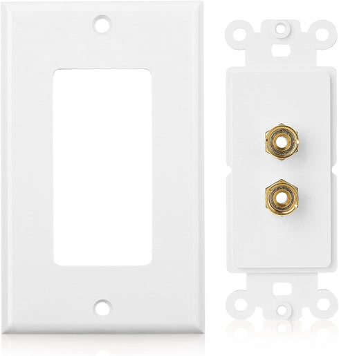 Cable Matters 2-Pack Speaker Wire Wall Plate, Gold Plated Speaker Wall Plate, Banana Plug Wall Plate for 1 Speaker, White...