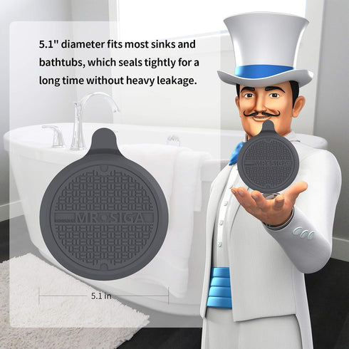 MR.SIGA Silicone Bathtub Stopper, Drain Stopper for Shower, Sink, 5.1" Diameter, 3 Pack...