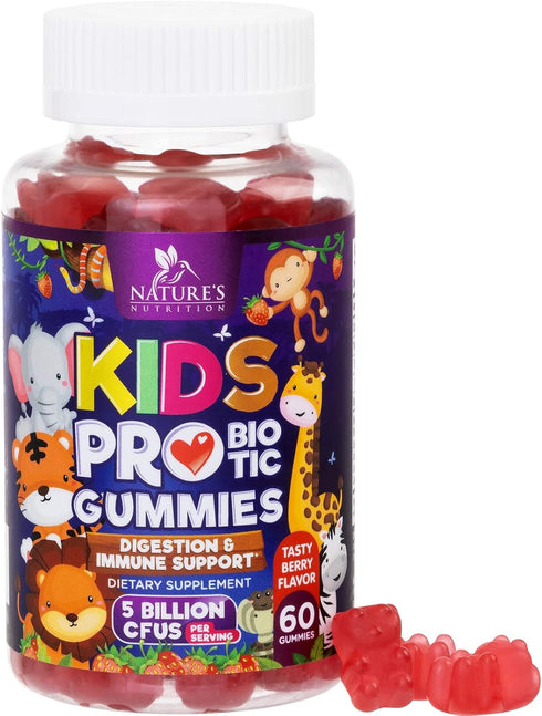 Kids Probiotic Gummies - Chewable Daily Probiotics for Kids Ages 3+ - Natural Digestive & Immune Health Support Vitamin - Nature's Recommended Veg...