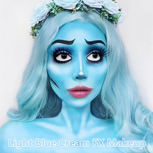 Go Ho Cream-Blendable Light Blue Face Paint Stick (1.06 Oz),Full-coverage Pale Blue Face Body Paint Stick for Halloween Cosplay SFX Corpse Bride S...
