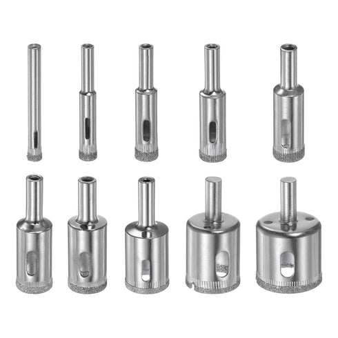 10pcs Diamond Drill Bit Set 1/4" - 1-1/4" (6mm-32mm) Hollow Drill Bits Hole Saw Set for Glass Tile Porcelain Ceramic Marble Bottles Pots Brick...
