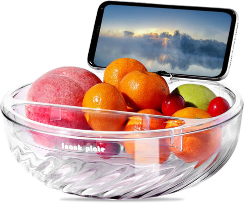 YENXIKU Double-Layer Snack Plate with Shell Storage – Multifunctional Nut Bowl with Built-in Phone Holder, Pistachio Bowl,Perfect for Entertaining...
