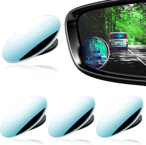 WSSROGY 4 Pcs Blind Spot Car Mirror Frameless HD Glass Car Side Rear View Convex Mirror with Wide Angle Adjustable Stick for Car Trucks SUV (Round...