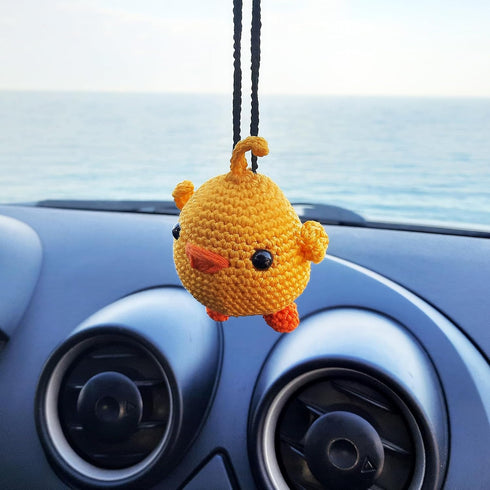 Cute Molang Crochet Car Rear View Mirror Hanging Decorations, Handmade Car Mirror Holder Accessories, Bag Ornament....